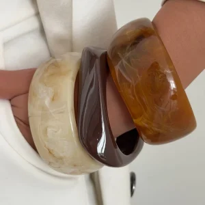 Trendy Geometry Irregular Chunky Width Resin Bangle Bracelets Women Stacked Party Cuff Jewelry