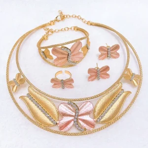 Trendy Gift Factory Popular Unique Copper Gold Plated Fashion Wedding Party Birthday Daily Anniversary Engagement Jewelry Set