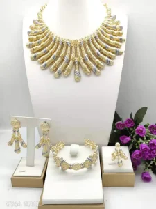 Trendy Gift Italian Factory Popular Unique Copper Alloy Gold Plated Fashion Wedding Party Birthday Daily Anniversary Jewelry Set