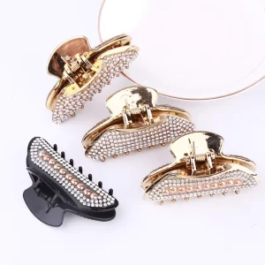 Trendy Girls Accesorio Para Cabello Simple Women Moon Hair Claw Hair Accessories Rhinestone Pearl Electroplate Hair Clamps Clips