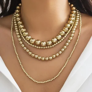 Trendy Glass Imitation Pearl Necklace Bohemian Style Adjustable Multilayer Necklace Anniversary Gift