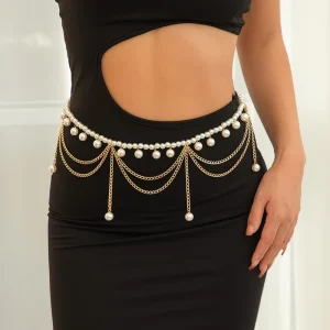 Trendy Gold Color Top Body Jewelry Waist Chain 6pcs Different Designs Fashionable Belly Trouser Chain Start Moon Parties Gifts