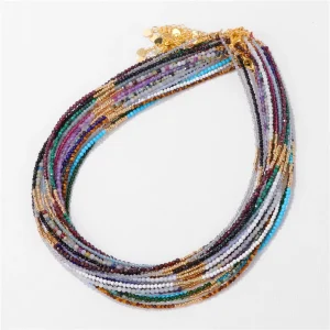 Trendy Gold Plated Women’s Necklace Colorful Crystal Beads Wedding Diamond Beads Fashionable Fashionable Beaded Necklaces