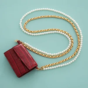 Trendy Gold Silver Pearl Chain Charms for Bags Chain Keychain Handbag Straps Handle Bag Charm Key Chains Parts Accessories Decor