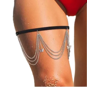 Trendy Gold and Silver Plated Metal Butterfly Tassel Body Chain Sexy Jewelry for Women’s Weddings and Engagements