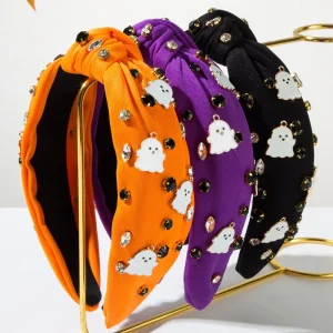 Trendy Hallowmas Fabric with Diamonds White With Ghost Alloy Accessories Decoration Headband Hair Accessory