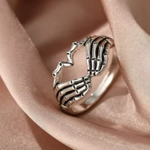 Trendy Hand Heart Rings Women Classic Punk Gothic Creative Hip Hop Couple Alloy Ring Jewelry