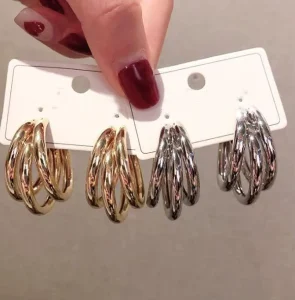 Trendy Hip Hop Hook Hoop Earrings Zinc Alloy Silver Gold Plated Engagement for Unisex