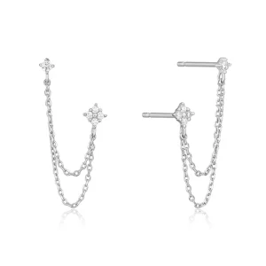 Trendy Ins Style Iron Chain Tassel Earrings Rhinestones Crystal Fashionable Earrings
