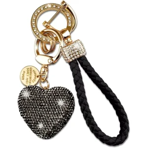 Trendy Item Pretty Heart Keychain Wristlet Bling Keychains for Women Girls Purse Decor Backpack Pendant Universal Key Ring RTS