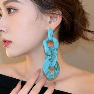 Trendy Long Resin Chain Drop Earrings Personality Temperament Acrylic Chain Dangle Earrings for Women Jewelry