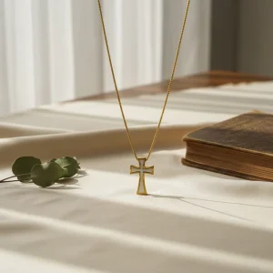 Trendy Men Calm Atmosphere Cross Necklace European Minimalist Stainless Steel Pendant Jewelry