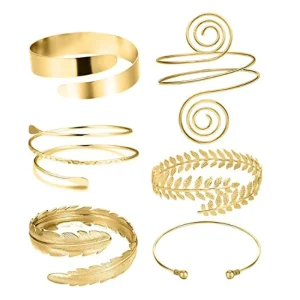 Trendy Metal Women’s Fashion Cuff Bracelets Open Wide Armband Leaf Bracelet Bangle Set