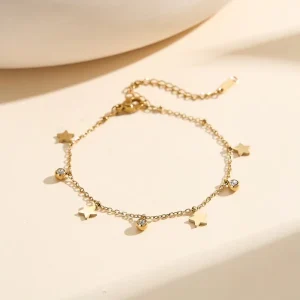 Trendy Minimalist Star Anklet 18K Gold Plated Stainless Steel Fashion Women Ankle Chain Jewelry Gift