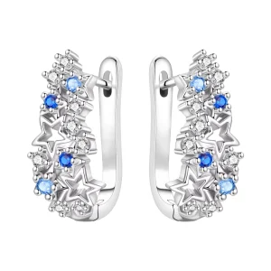 Trendy Multi Hollow Star Cluster Drop Earrings Inlaid Zircon Clear CZ Crystal Women’s Gift Jewelry Copper Alloy Silver Plated