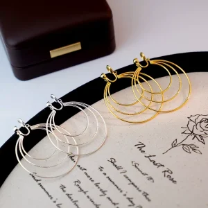 Trendy Multi Hoop Mosquito Coil Ear Clips Lightweight Gold Plated Circle Design Non Pierced Clip on Earring
