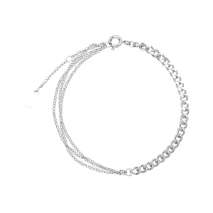 Trendy NEW S925 Sterling Silver Thick Anklets Cuban Chain Link Multilayer Curb Anklet 925 Thin Bead Foot Jewelry Beach