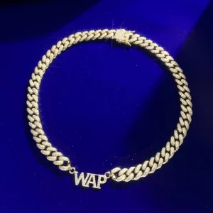 Trendy Name Letter ‘WVP’ Necklace Rhodium & Gold Plated Zircon S925 Cuban Link Chain Wedding Engagement Anniversary Gift