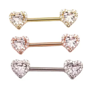 Trendy Nipple Piercing Crystal Heart Nipple Brbell Ring Stainless Steel Jewelry Fashion Piercing for Women Men