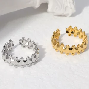 Trendy Non Tarnish Fashion Geometric Stainless Steel Open Adjustable Ring for Women