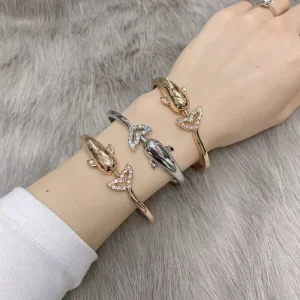 Trendy Open Bracelet Fashion Zinc Alloy Dolphin Cuff Bangle Gold Plated for Party Occasions