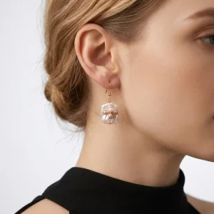 Trendy Pearl Earrings Irregular Geometric Drop Gold Plated Statement Party Fashion Accessory Pearl Earrings