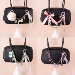 Trendy Personalized Bag Charm Strap Mental Charms for Keys/Bag Double Hanging Fashion Accessories for Woman Gift