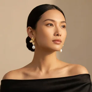 Trendy Petal Shaped Pearl Drop Earrings Alloy Textured Design for Wedding & Party French Style Fashion Jewelry Gift