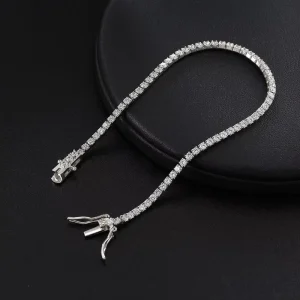 Trendy Plated 2mm Round Cubic Zirconia Classic Tennis Bracelet 925 Sterling Silver Bracelets for Women