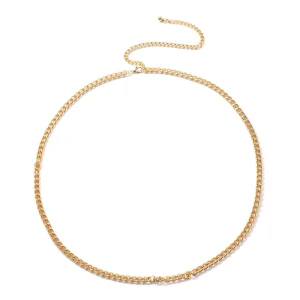 Trendy Punk Exaggerated Gold Plated Alloy Metal Chain Body Jewelry Single Layer Waist Chain