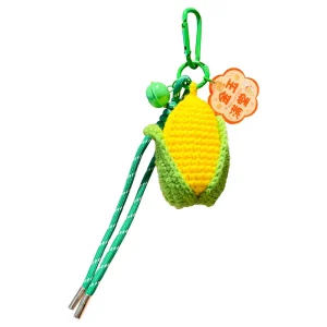 Trendy Ray Ban 99 Sweet Corn Keychain Pendant Handmade Crochet Yarn Cute Food Toy Bag Charm Small Gift
