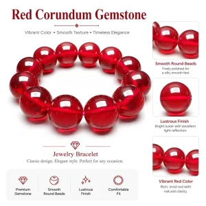 Trendy Red Corundum Beaded Bracelet with Jade Material Unisex Gift