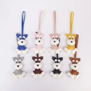 Trendy Schnauzer PU Leather Bag Charm with Hanging Strap for Casual Women’s Handbag Accessories