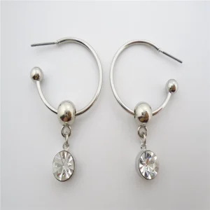 Trendy Silver Dangle Earrings Imitation Rhodium Plated Geometric Pendant Design Fashionable Zinc Alloy Jewelry