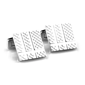 Trendy Silver Grid Pattern Cufflinks for Men Custom Business Suit Shirt Fashion Accessory for Wedding Tuxedo Gift