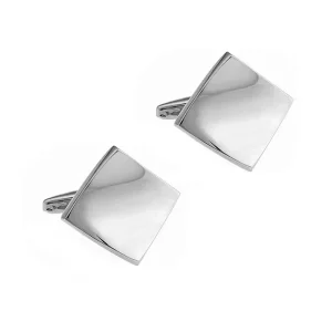 Trendy Silver Slanting Plain Metal Cufflinks Custom Mens Business Suit Shirt & Wedding Tuxedo Accessory Gift Idea