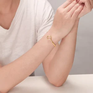 Trendy Simple Circular Ring Cuff Bracelets & Bangles Hiphop Stainless Steel 18k Gold Plated Jewelry Dropshipping