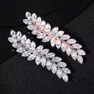 Trendy Sparkling Cubic Zircon Girls Hair Clip Barrette Bridal Wedding CZ Headpieces Hair Accessories Women Hair Jewelry