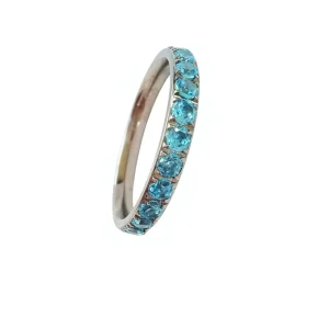 Trendy Stainless Steel Fashion Rings with Blue Cubic Zirconia Customizable Size and Logo