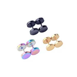 Trendy Stainless Steel Stud Earrings With Electroplating Unisex Dumbbell Style Ear Clips