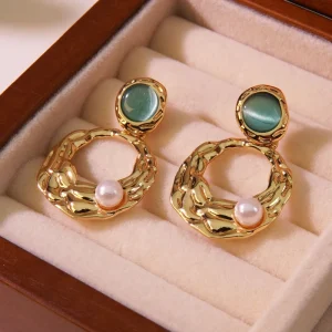 Trendy Stainless Steel Stud and Gold Hoop Earrings Fashion Jewelry for Women for Weddings Made From Zinc Alloy