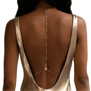 Trendy Star Punk Pearl Stainless Steel Women Belly Waist Chain Gold Plated Fashionable Body Unisex Parties Back Chain