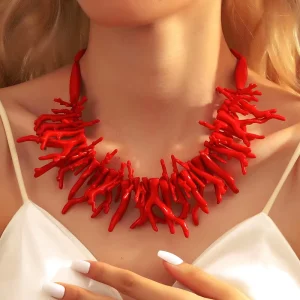 Trendy Summer Beach Jewelry Boho Beaded Necklaces Hypoallergenic Multicolor Coral Necklace Gifts for Women
