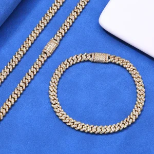 Trendy Unisex Hip Hop Cross Border Bracelet Cuban Link Ice Zircon Brass Bracelet Necklace