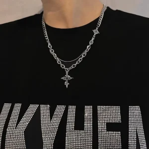 Trendy Vintage Cross Pendant Necklace Minimalist Charm Necklace Jewelry Accessories for Men Women Daily Wear