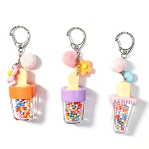 Trendy Women’s Creative Colorful Bubble Beads Keychain Small Car&Bag Pendant Accessories Hard-wearing Acrylic Keychain
