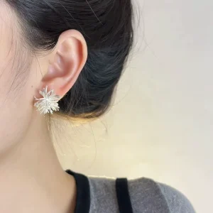 Trendy Women’s Fashion Jewelry Earrings Valentine’s Day Gift Elegant Zirconia Dandelion Flower Stud Earrings