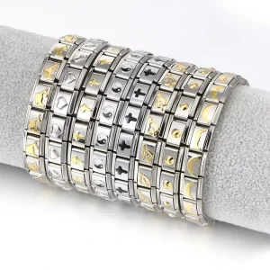 Trendy Y2k Gold Color Plated Elastic Italian Charm Bracelet Link DIY Jewelry Making Bangle Hand Chain Fashion Jewellry