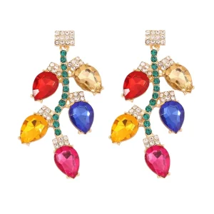 Trendy Zircon Alloy Colorful Lantern Pendant Stud Earrings for Women