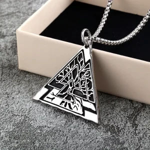 Triangle Tree of Life Pendant Stainless Steel Single Sided Necklace Para Hombre Mujer